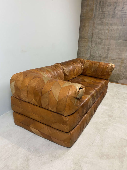 Vintage De Sede leather sofa patchwork DS 88 70s