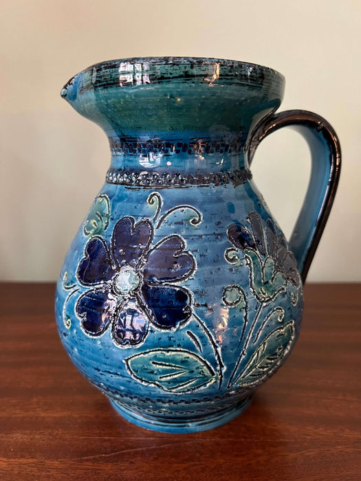 Vintage Bittossi Rimini Blue Keramik Vase Krug 60er
