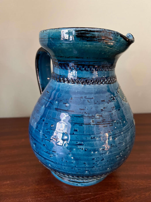 Vintage Bittossi Rimini Blue Keramik Vase Krug 60er