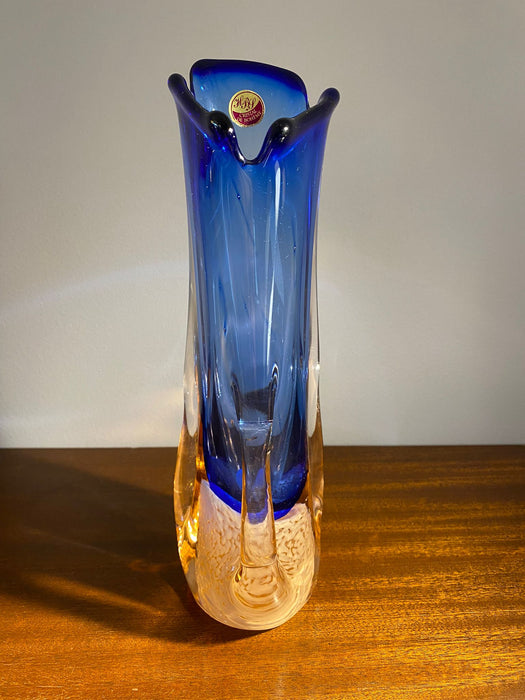 Vase Böhmisch Tschechisches Glas blau