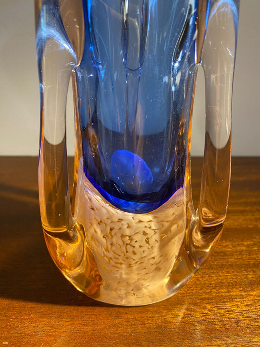 Vase Böhmisch Tschechisches Glas blau