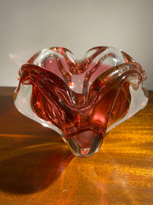 Schale Glasschale Böhmisch Tschechisches Glas rosa